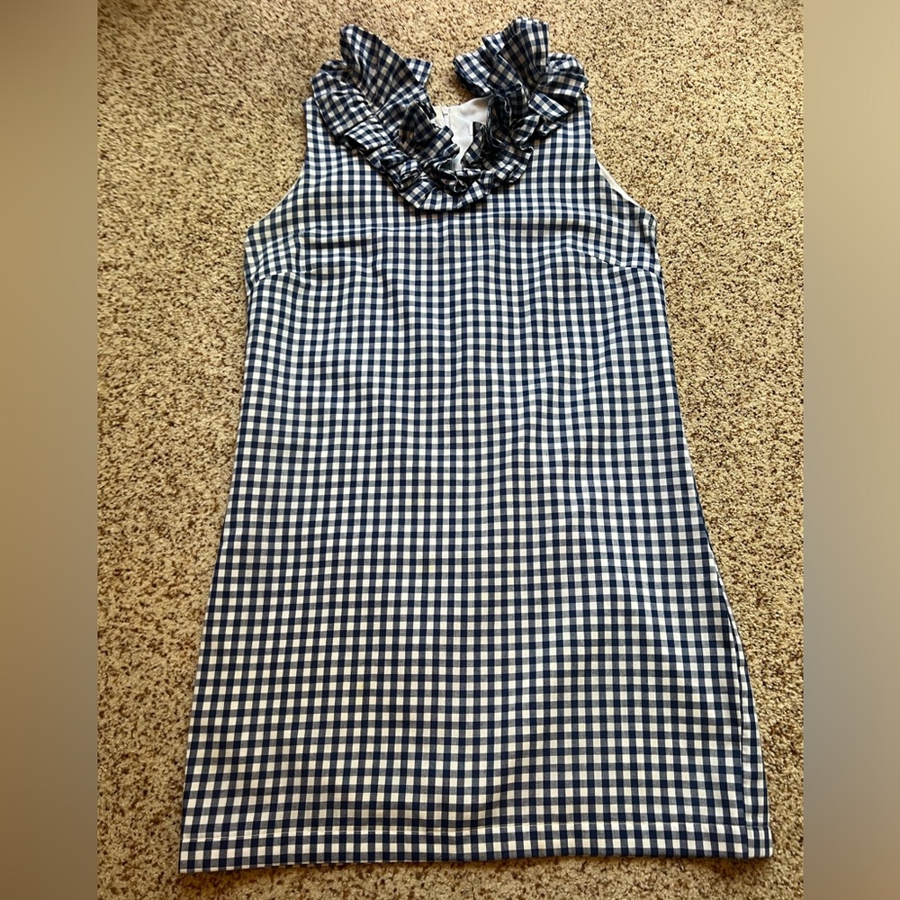 Elizabeth Wilson navy gingham dress-size medium